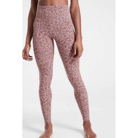Athleta Elation Ultra High Rise Tight Leopard Mauve Pink Medium Leggings Yoga - Picture 1 of 12